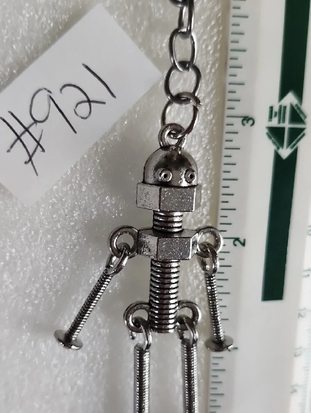 Silver Robot Nut & Bolt Keychain - Women's Accessory